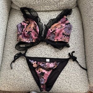ASOS Floral Black and Pink Women's Swimwear Set
